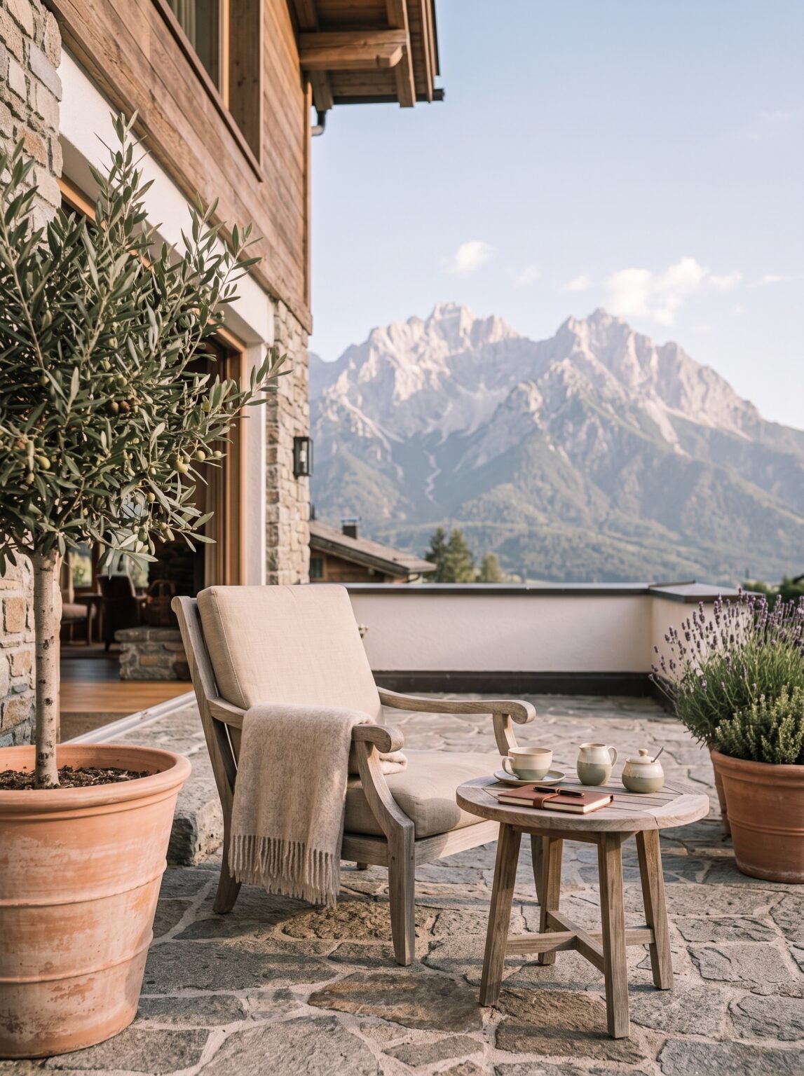 Balkon der Panorama Suite mit Blick auf die Zugspitze