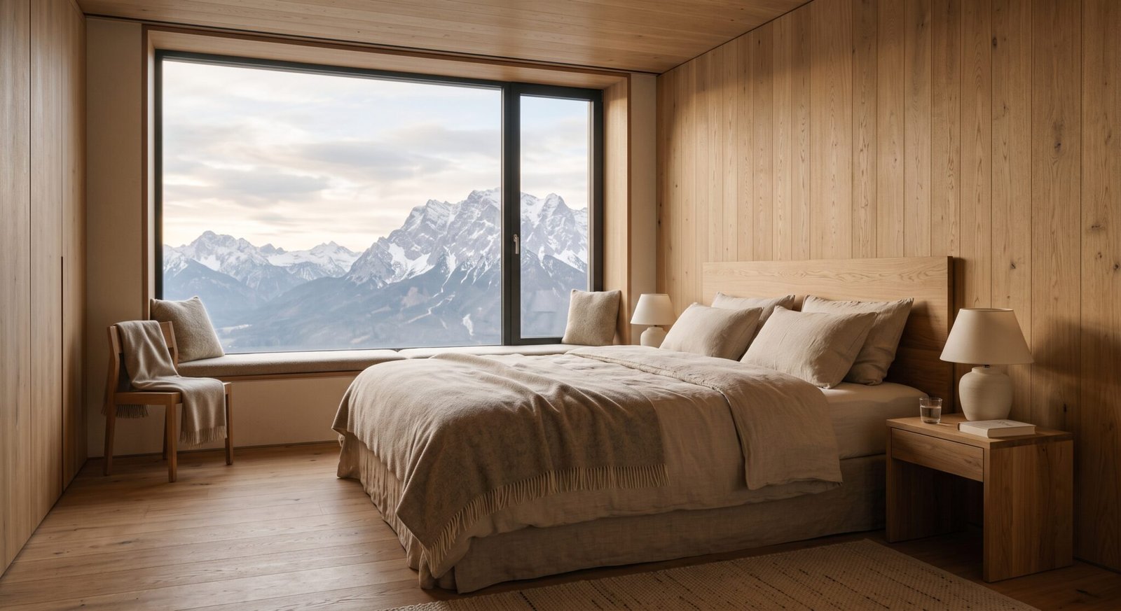 Panorama Suite mit großem Fenster zu den Bergen