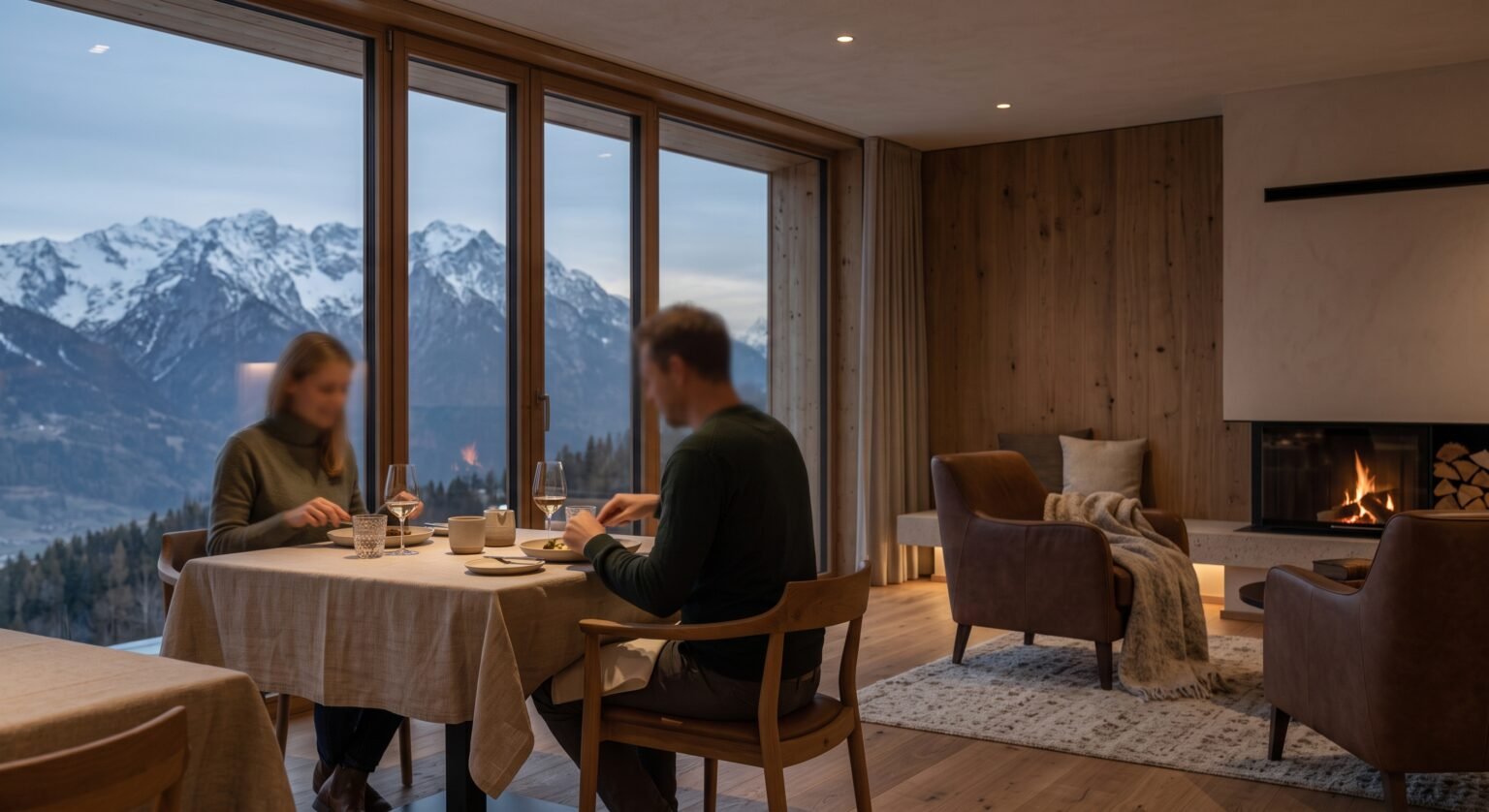 Gast beim Abendessen im Restaurant Sonnenhof
