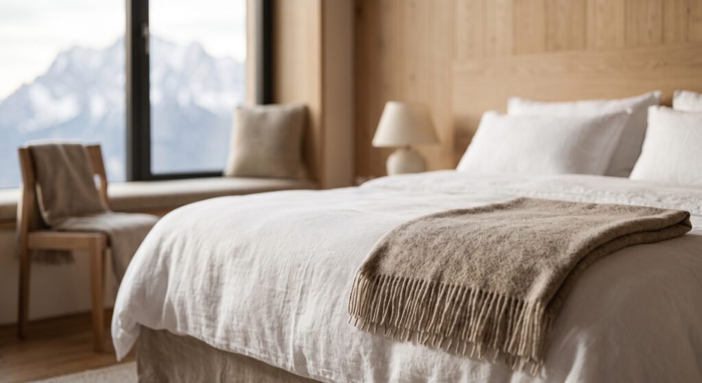Komfortzimmer mit Doppelbett und Leinenbettwäsche
