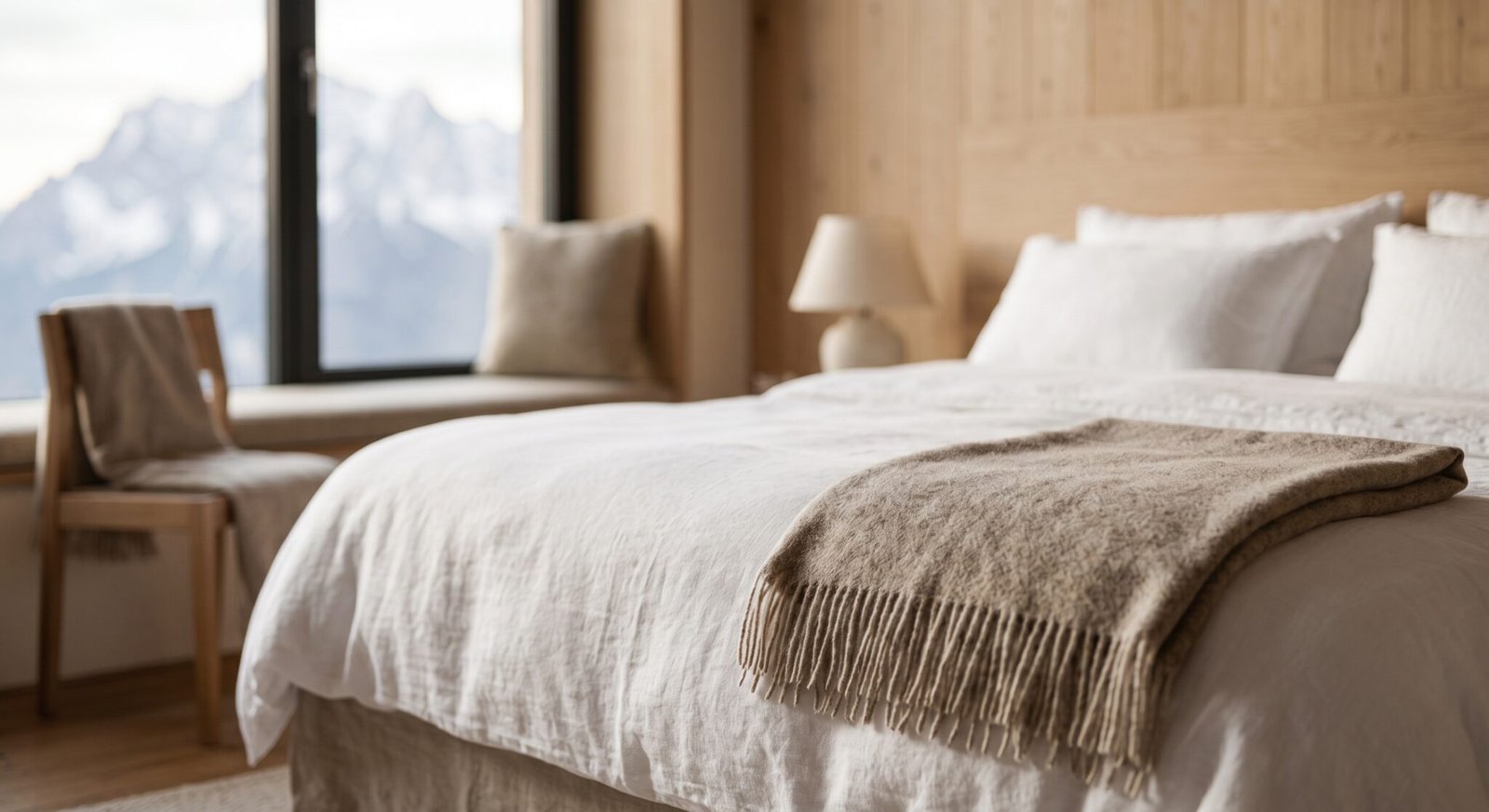 Komfortzimmer mit Doppelbett und Leinenbettwäsche